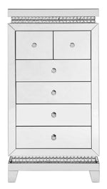 Lotus Mirrored 6-Drawer Accent Cabinet with Faux Crystals