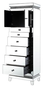 Lotus Mirrored 6-Drawer Accent Cabinet with Faux Crystals