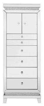 Lotus Mirrored 6-Drawer Accent Cabinet with Faux Crystals