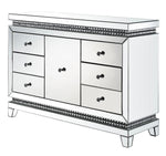 Lotus Mirrored 7-Drawer Accent Cabinet with Faux Crystals