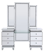 Lotus Mirrored Finish 6-Drawer Vanity Desk with Mirror