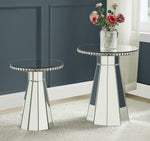 Lotus Mirrored Large Accent Table with Faux Crystals