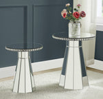 Lotus Mirrored Small Accent Table with Faux Crystals