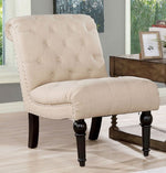 Louella Beige Linen Chair with Nailheads