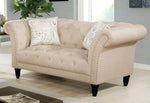 Louella Beige Linen Loveseat with Nailheads