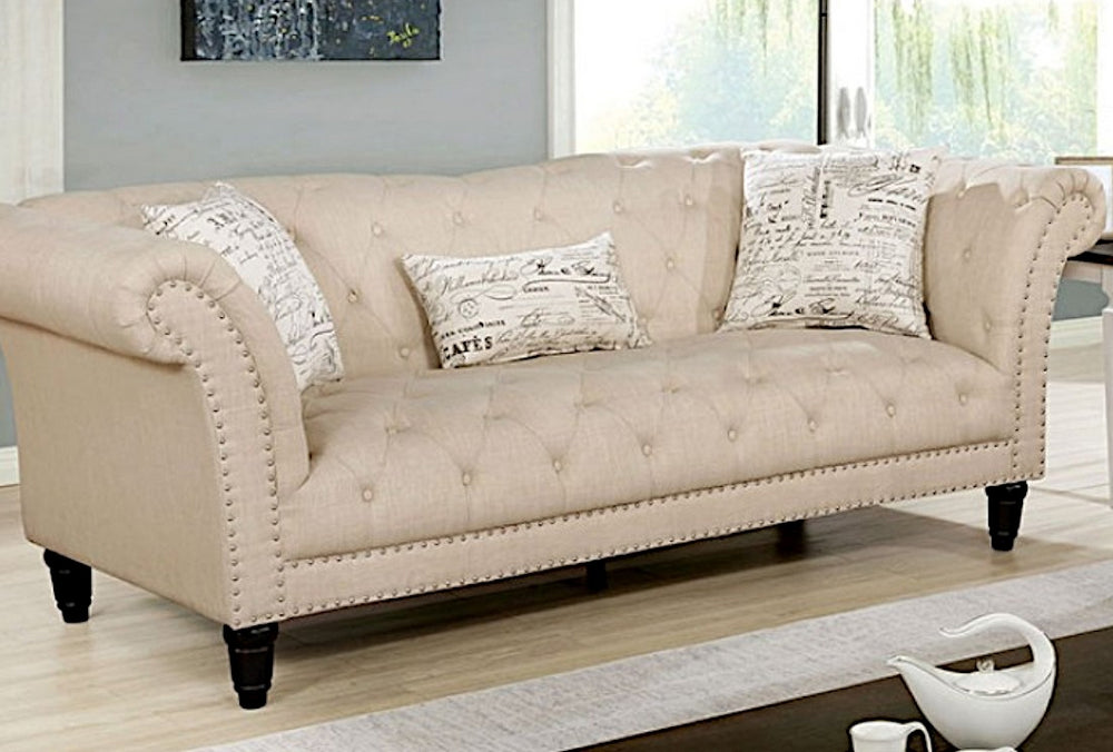 Louella Beige Linen Sofa (Oversized)