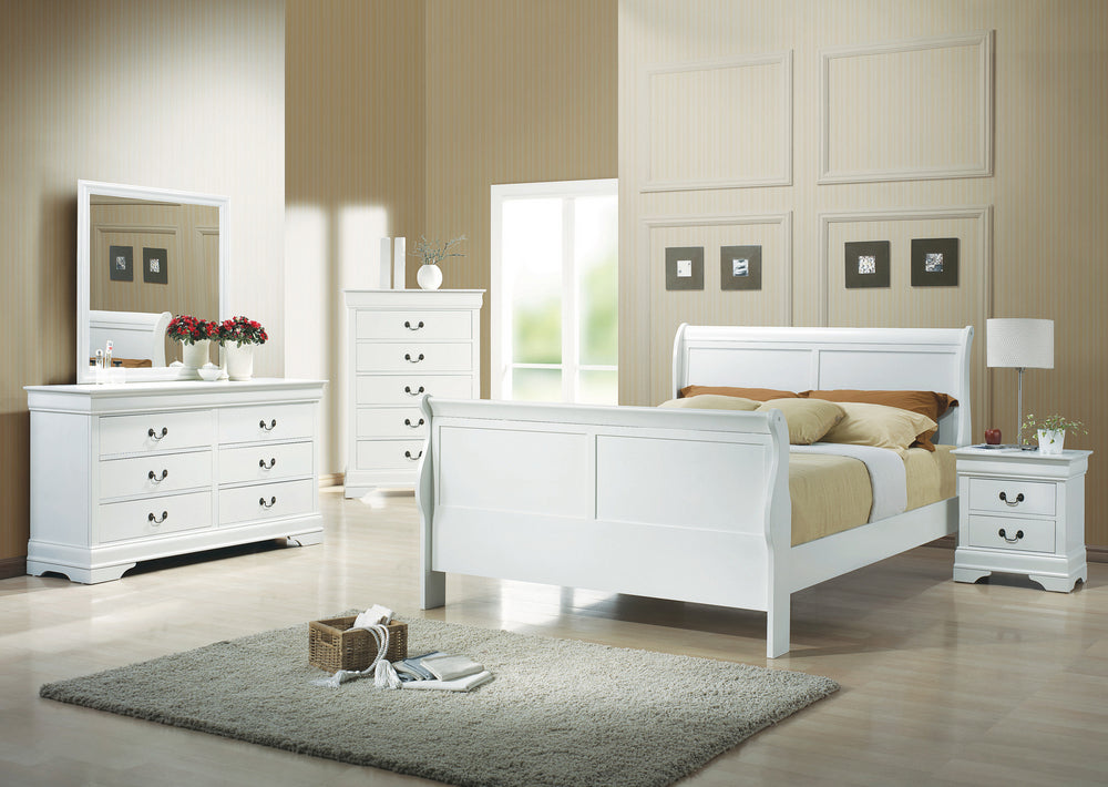 Louis Philippe 5-Pc White Wood Queen Bedroom Set