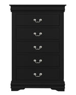 Louis Philippe Black Wood 5-Drawer Chest