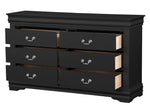 Louis Philippe Black Wood 6-Drawer Dresser