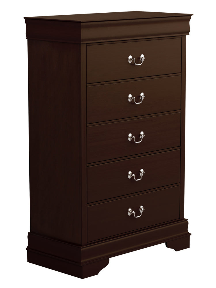 Louis Philippe Cappuccino Wood 5-Drawer Chest