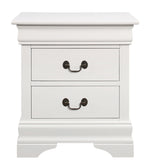 Louis Philippe White Wood 2-Drawer Nightstand