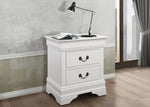 Louis Philippe White Wood 2-Drawer Nightstand