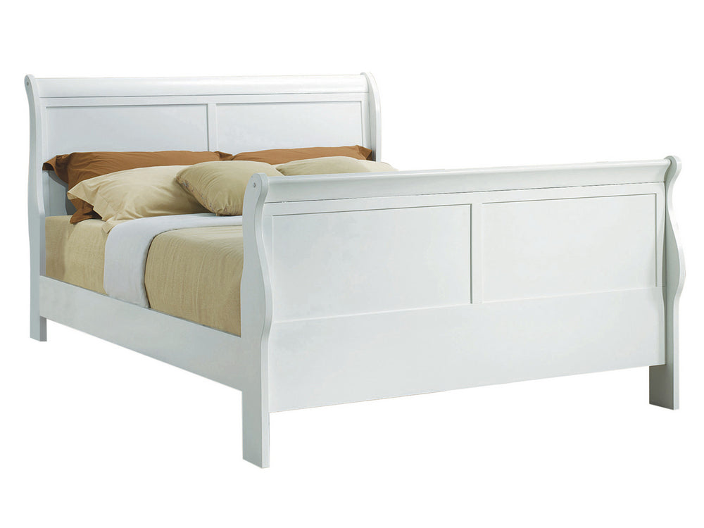 Louis Philippe White Wood Queen Sleigh Bed