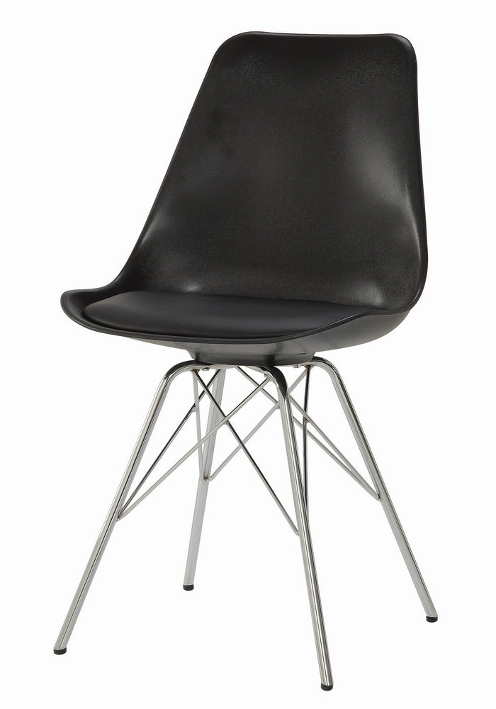 Lowry 2 Black Plastic/Chrome Metal Side Chairs