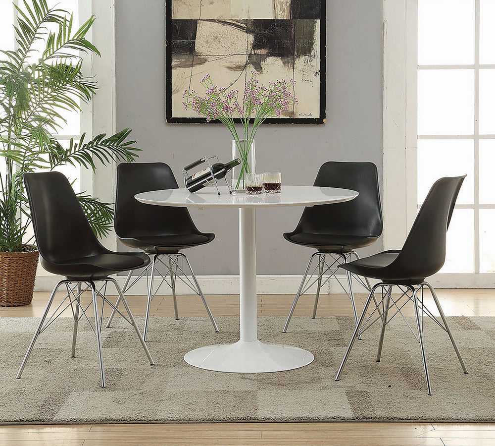 Lowry 5-Pc White Metal/Black Plastic Dining Table Set