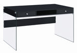 Dobrev Contemporary Black High Gloss Wood Office Desk