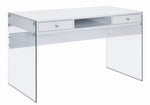 Dobrev Contemporary White High Gloss Wood Office Desk