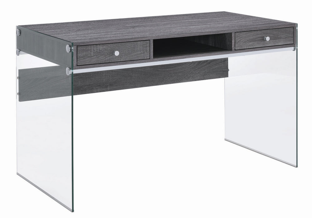 Dobrev Contemporary Weathered Grey Wood Office Desk