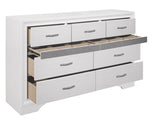 Luster White Wood Dresser with 2 Hidden Jewelry Drawers