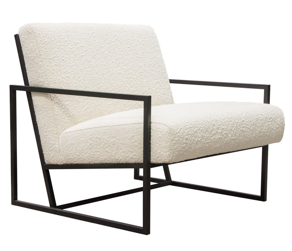 Luxe Textured Bone Boucle Fabric Accent Chair