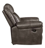 Lydia Brown Leather Air Manual Recliner Loveseat with Console