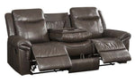 Lydia Brown Leather Air Manual Recliner Sofa with USB Port