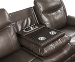 Lydia Brown Leather Air Manual Recliner Sofa with USB Port