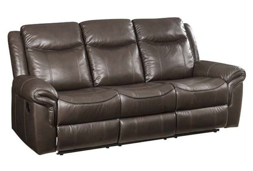 Lydia Brown Leather Air Manual Recliner Sofa with USB Port