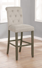 Lyla 2 Beige Fabric/Rustic Brown Wood Bar Stools