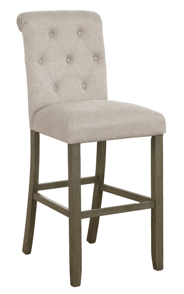 Lyla 2 Beige Fabric/Rustic Brown Wood Bar Stools