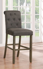 Lyla 2 Grey Fabric/Rustic Brown Wood Bar Stools