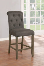 Lyla 2 Grey Fabric/Rustic Brown Wood Counter Height Stools