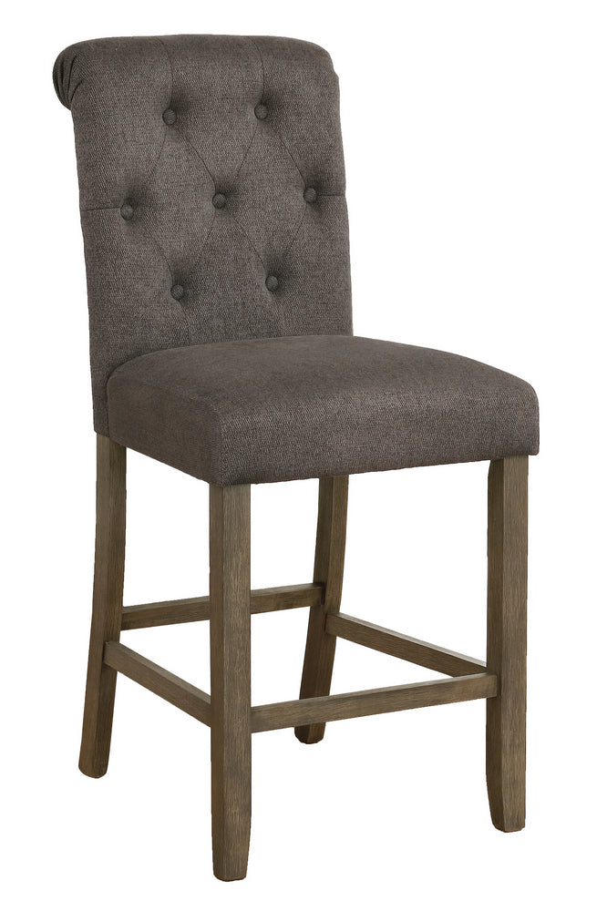 Lyla 2 Grey Fabric/Rustic Brown Wood Counter Height Stools