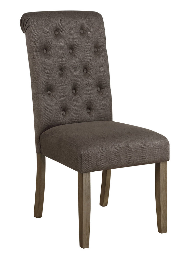 Lyla 2 Grey Fabric/Rustic Brown Wood Side Chairs