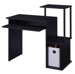 Lyphre Black Wood/Metal Office Desk with Keyboard Tray