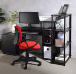 Lyphre Black Wood/Metal Office Desk with Keyboard Tray