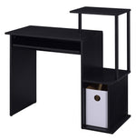 Lyphre Black Wood/Metal Office Desk with Keyboard Tray