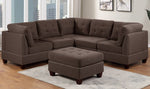 Lyssa Black Coffee Fabric Modular Sectional with Ottoman