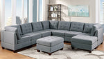 Lyssa Grey Fabric Modular Sectional with Ottomans