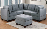 Lyssa Grey Fabric Modular Sectional with Ottoman