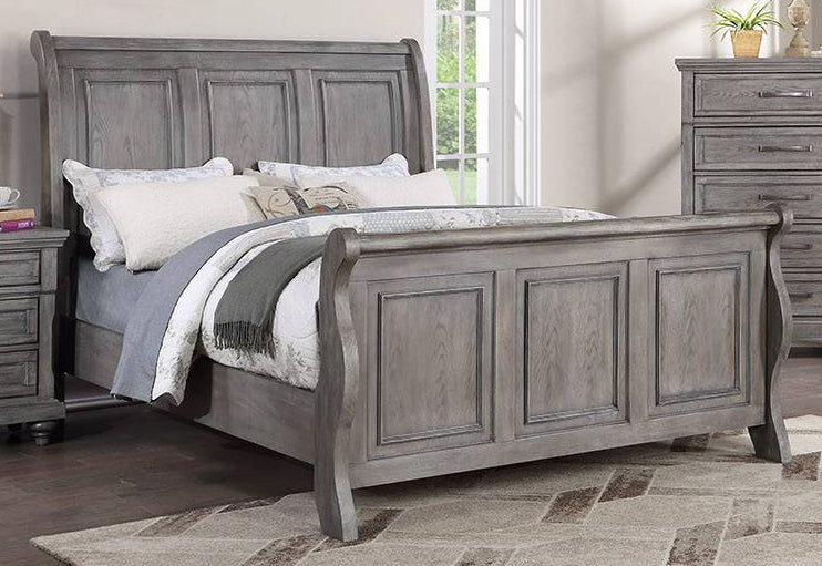 Maceline Weathered Grey Wood Cal King Sleigh Bed