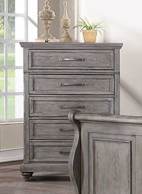 Maceline Weathered Grey Wood 5-Drawer Chest