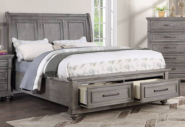 Maceline Weathered Grey Wood Queen Storage Bed