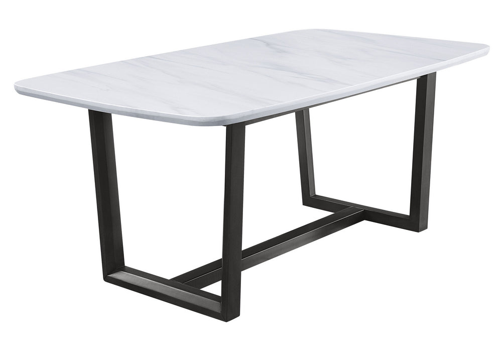 Madan Marble/Gray Oak Wood Rectangular Dinning Table