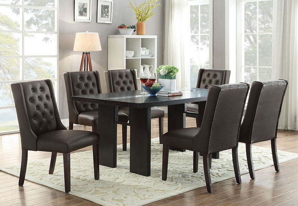 Maddalena 7-Pc Dark Brown/Espresso Dining Table Set