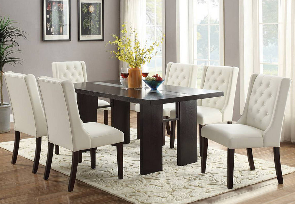 Maddalena 7-Pc Dark Brown/White Dining Table Set