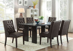 Maddalena Dark Brown Wood Dining Table with Glass Insert