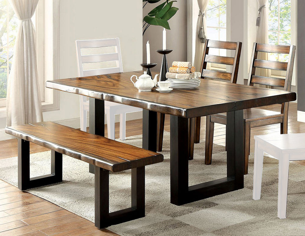 Maddison 4-Pc Tobacco Oak/Black Wood Dining Table Set