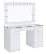 Madelynn Glam White Wood Vanity Desk with Mirror