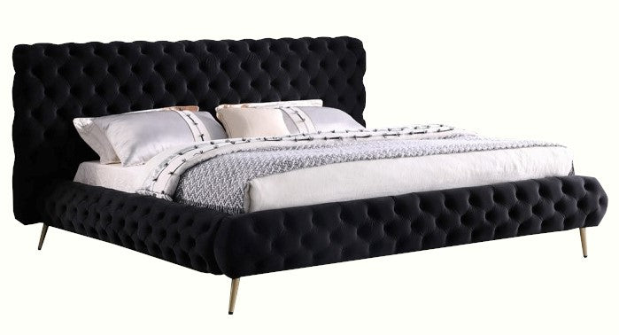 Madison Black Velvet Queen Bed